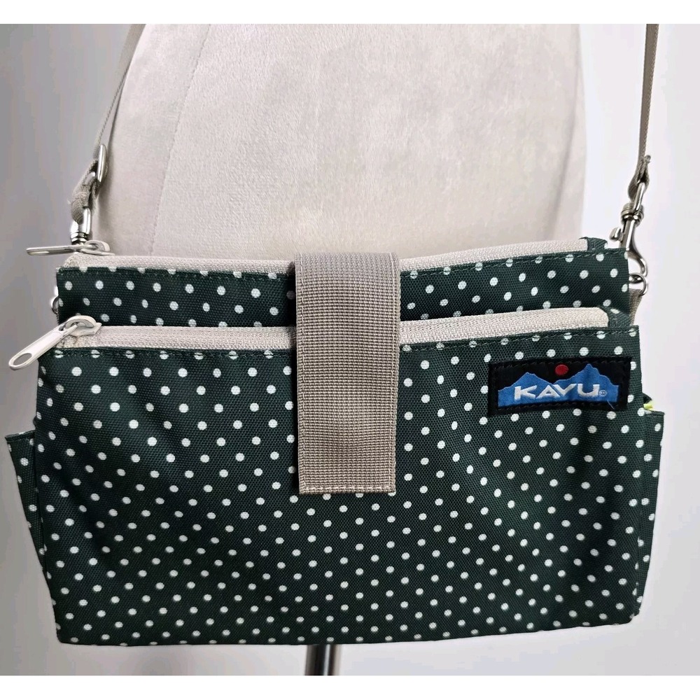 KAVU Purse‎ Bag Hip Crossbody Polka Dot Green